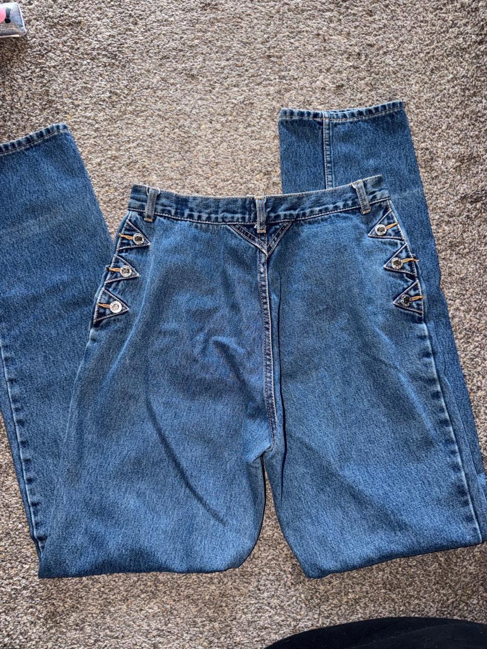 Vintage Lawman Slim Fit High Waisted Button Detail Jeans